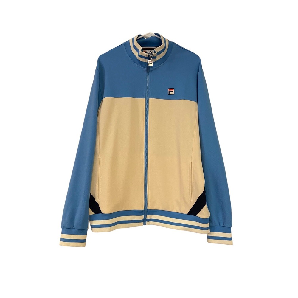 Men's Fila Tiebreaker Jacket XL Blue/ Cream Zip Up‎